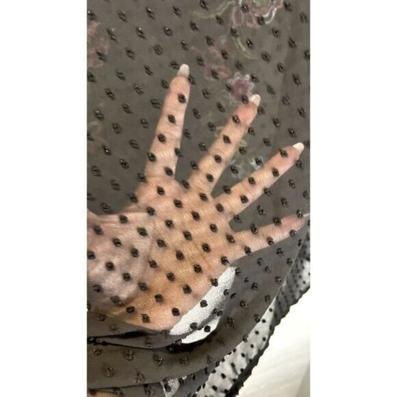 Umgee‎ Women's Floral Embroidered Sheer Swiss Dot Short Sleeve Top - Picture 8 of 8